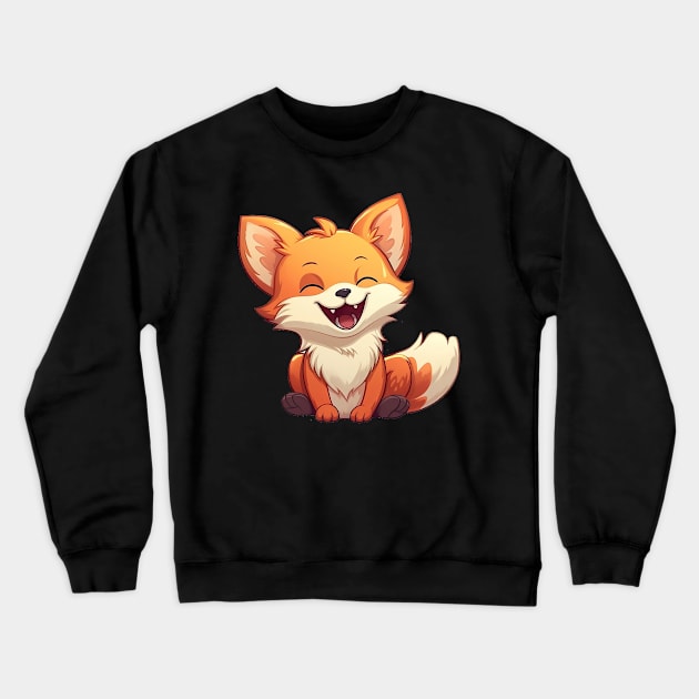 Happy Smiling Fox Crewneck Sweatshirt by VirtualArtGuy